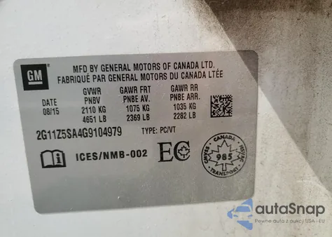 2016 Chevrolet Impala Ls from USA, damaged, VIN 2G11Z5SA4G9104979